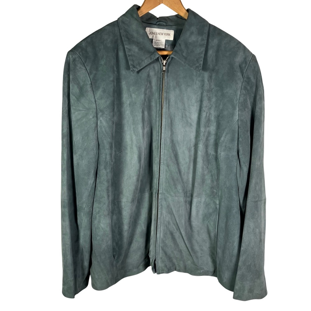 Jones New York Teal Leather Jacket